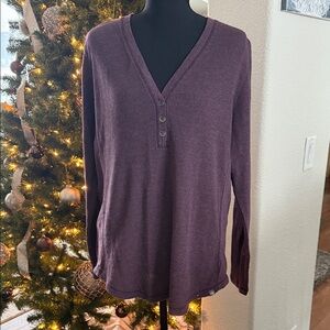 Eddie Bauer Deep Plum Purple Henley